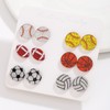 6 Pairs of Sports Ball Stud Earrings Set for Women,