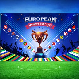 Women’s Euro 2025 Football Party Decorations - 70x43 inch Women’s Football Euro Banner, Euro Gifts for Fans, Family, Friends, Children, Photography Backdrops Photo Background