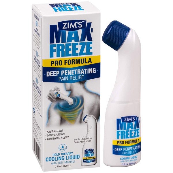 Zim's Max Freeze Pain Relief Topical Analgesic Cooling Liquid for Muscles and Joints Associated with Backaches, Arthritis, Strains, Bruises & Sprains, Clear, 3 Fl Oz