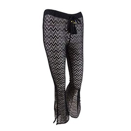 Miken Womens Kick-Slit Cover-Up Pants Swim Cover-Up (M, Black Caviar)