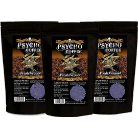Psycho Coffee - Fresh Ground Psycho Strong Coffee - 3 x 250g Bags