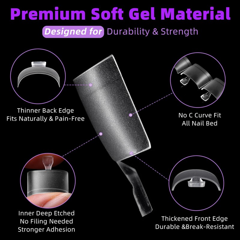 360pc Clear Fake Toenail Tips Feet Gel Toe Nails Tips
