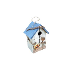 Wooden Bird Houses Garden Indoor Outdoor decorative Bird House Bird Nest for Squirrel Hummingbird Bluebird Parrot Sparrow Bird (blue Roof)