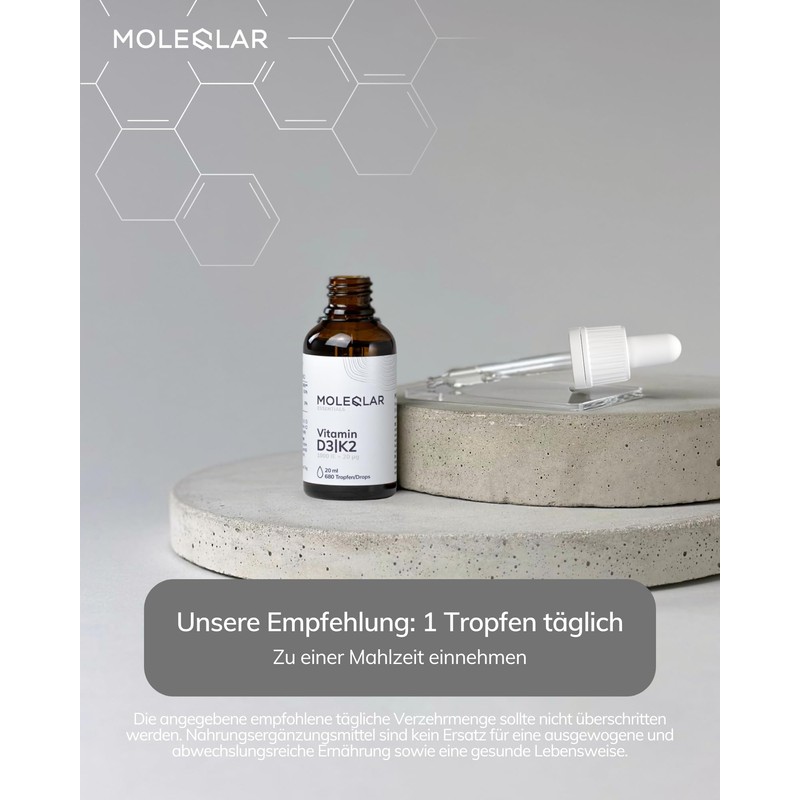 MoleQlar Vitamin D3 K2 Drops - 1000 IU Vitamin D3