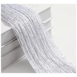 Wisafory Thread Curtain, Thread Curtain, Glitter Thread Curtains, Fly Curtain, Room Divider, Fly Protection, Fringe Curtain, Thread Curtain Decoration for Door, Window, Home, 100 x 200 cm, White