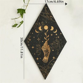 champracer Mondphasen Wanddeko Boho Holz Mandala Wand Deko Wanddekoration Kunstdekoration Wandbehang für Wohnzimmer Schlafzimmer Büro Bauernhaus