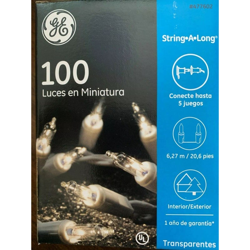 GE 100 Mini String Clear Lights WHITE Wire Patio Wedding