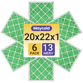 Maycold 20x22x1 Pleated Air Filter MERV 13 (6-Pack) | Superior High-Efficiency Replacement Filters for AC & Furnace Units | Actual Size: 19.70" x 21.70" x 0.75"