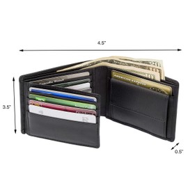 Artizanni Full Grain Wallets for Men, Men's Leather Bifold Wallet with 12 Slots, RFID Blocking Wallet, Gifts for Men, Flip Out Design - Money Change Pocket Thin & Stylish with ID Window (Black)