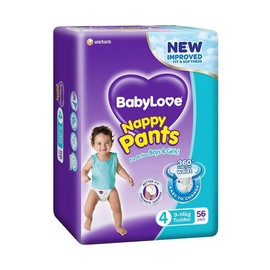 BabyLove Nappy Pants Toddler (9-14kg) X 56 (Limit 2 boxes per order)