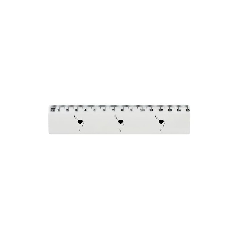 'Black Hearts And Arrows' 15cm (6 Inch) White Plastic Ruler