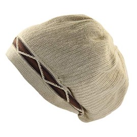 RW Unisex Cotton Classic Wave Rasta Beanie (Khaki/Brown)
