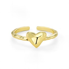 ALEXCRAFT Hammered Rings Gold Silver 925 Heart Women's Adjustable Jewellery for Women Girlfriend Mum Engagement Promise Ring Jewellery