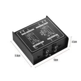 DI-2 Audio DI Box Passive Audio Direct Injection Box Low Noise Guitar Bass DI TRS 2 Channel Audio Converter Multi-purpose Mixer Audio with 1/4'' TRS Input & Output Jacks