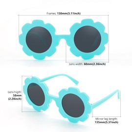 ALLY-MAGIC Round Flower Sunglasses Kids Sunglasses Cute Round Sunglasses Lovely Outdoor Beach Protection Children Girl Boy Gifts Y6-TYHMJ (Blue)