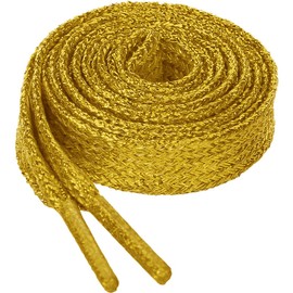 Allegra K Glitter Shiny Metallic Sparkling Shimmery Flat Sneakers Shoelace Shoe Laces Strings Gold 140cm/55.12"
