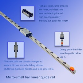 2PCS MGN9H Mini Linear Guide Rail, 400mm Linear Sliding Guide Rail with MGN9H Sliding Block, Suitable for 3D Printers and CNC Machines, Medical Equipment, Automation Equipment, etc