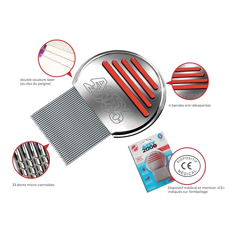 ASSY 2000 Peigne à Poux Métal (assorted colors )