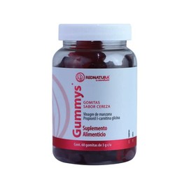Rednatura Gummys sabor cereza (Vinagre de manzana,propionil-L.Carnitina), 60 Unidad (Paquete de 1)