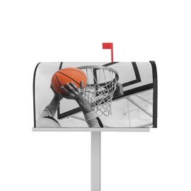 YESOF66 Magnetic Mailbox Cover Basket Slam Dunk Basketball Sports Grey Standard Size Removable Post Letter Box Cover Waterproof Garden Yard Outdoor Decoration