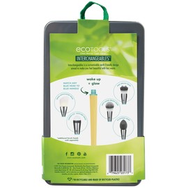 EcoTools Wake Up + Glow Interchangeables Makeup Brush Set with Case, With Beauty Blender Makeup Sponge, Silicone Applicator Face Mask Brush, Eye Roller Depuffer (Set of 6)