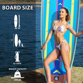 WHDCYD Inflatable Stand Up Paddle Board 11' × 33" × 6", Yoga Board with Durable SUP Accessories for Adults & Youth, Versatile Paddle Board
