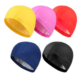 LERTREE 5PCS Swimming Cap Swimmer Sports Elastic Swimming Hat Diving Caps for Adult Men Women