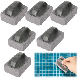 6 Pcs Hand Held Pools Pumice Stone Pool Cleaning Block with Handle Swimming Pumice Pool Tile Stone for Pools Spa Tile Swimming Pools Spa Tile Grout Concrete Cleaning