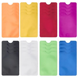 CREATCABIN 32Pcs 8 Colors RFID Blocking Sleeves Credit Card Holder Protector Identity Theft Protection Secure Sleeves Travel Case for Men Women Recognization Fits Wallet Purse Bags 3.58 x 2.44 Inch
