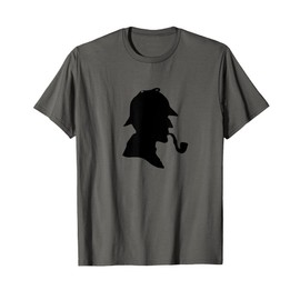 Famous Sherlock Holmes detective silhouette hat pipe book T-Shirt
