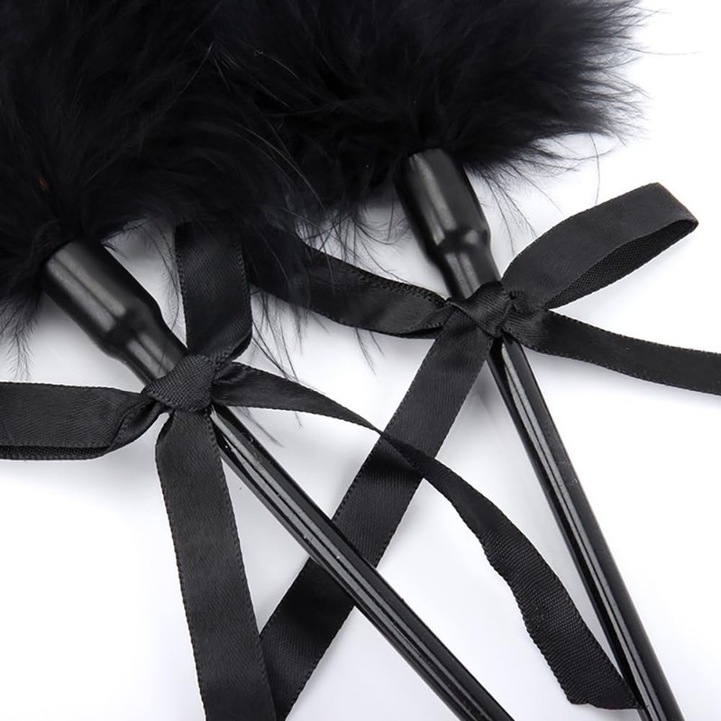 FSSTUD PU Leather Horse Riding Whip Paddle Feather Teaser Stick