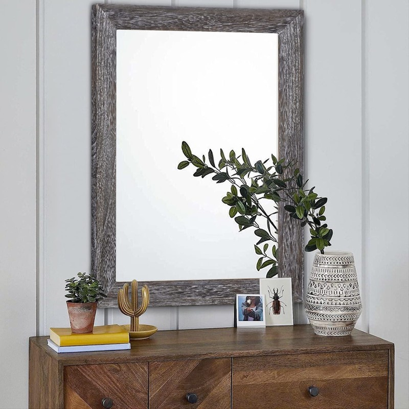 AAZZKANG Wall Mirror with Rectangle Wood Frame Large 26"x18" Rustic