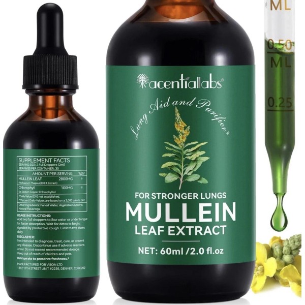 Mullein Drops Lung Cleanse Support – Natural Mullein Leaf Extract