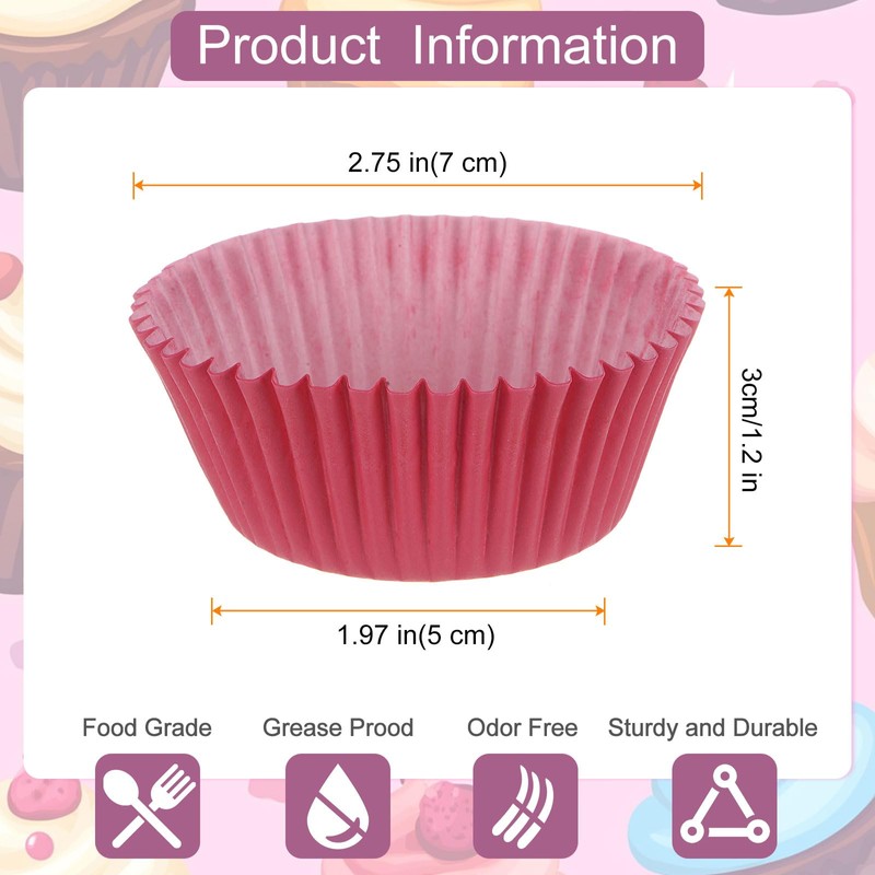 sourcing map 100 Count Cupcake Liners Red Cupcake Cups Standard