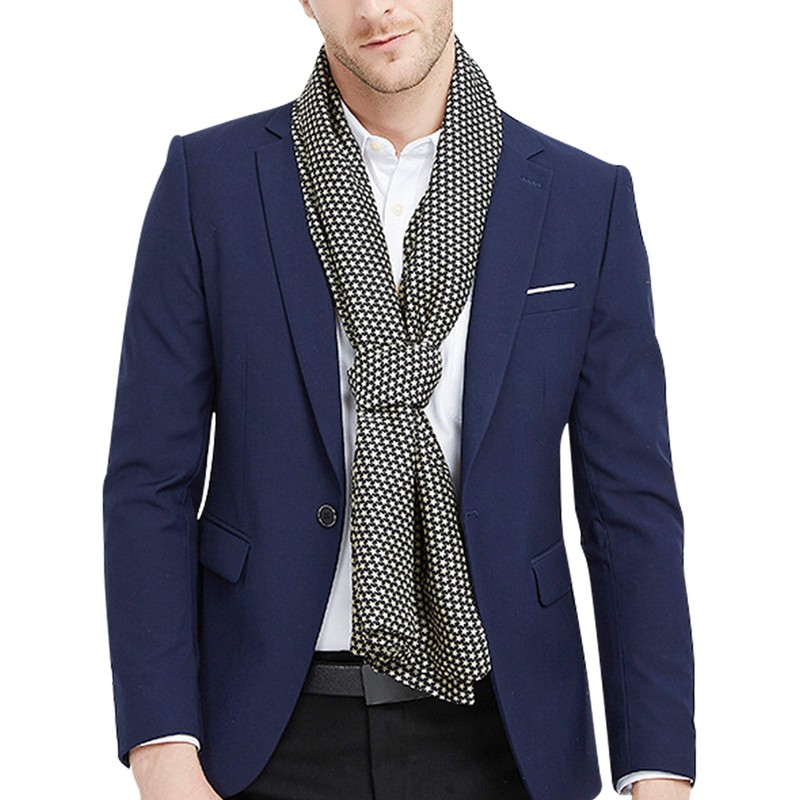 WANYING Men's Silk Scarf Artificial Silk Scarf Double Layers Long
