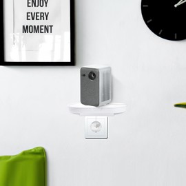 ZLLkeji Small Wall Shelf No Drilling Socket Shelf Wall with Integrated Cable Management Shelf Floating Shelf for Cameras, Baby Monitors, Webcams, Routers