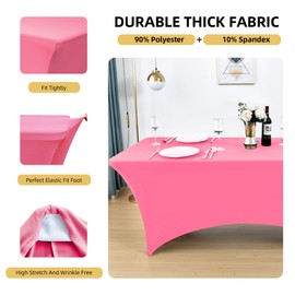 ZarzaaSik 2-Pack 6ft Spandex Table Covers for Rectangle Standard Folding Tables - Wrinkle Resistant Stretch Tablecloths - Ultimate Fitted Table Protector for Parties, Trade Shows, Banquet
