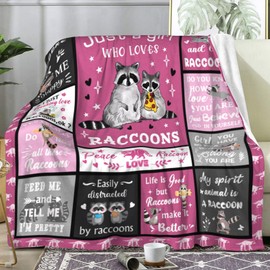 Dizogogo Raccoon Blanket Raccoons Gifts for Women,Funny Raccoon Stuffed Animal Throw Blankets Best Raccoon Christmas Birthday Gifts for Kids Girls Adults 50"X40"