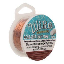 The Beadsmith Wire Elements Craft Wire – Tarnish Resistant, Soft Temper, Round, Antique Copper Color – 0.51mm, 24 Gauge, 20 Yard Spool – Jewelry Making, Wire Wrapping, Floral, & Other DIY Crafts