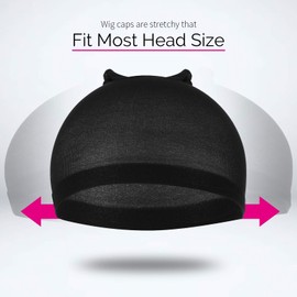 Fandamei Wig Cap, 6PCS Black Stocking Caps for Wigs, Stretchy Stocking Nylon Caps for Women, Girls, Kids
