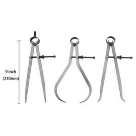 KISSBUTY Spring Inside Outside Divider Caliper Set Measures 8 inch Machinist Tools 3-pack, 230mm Leg Length