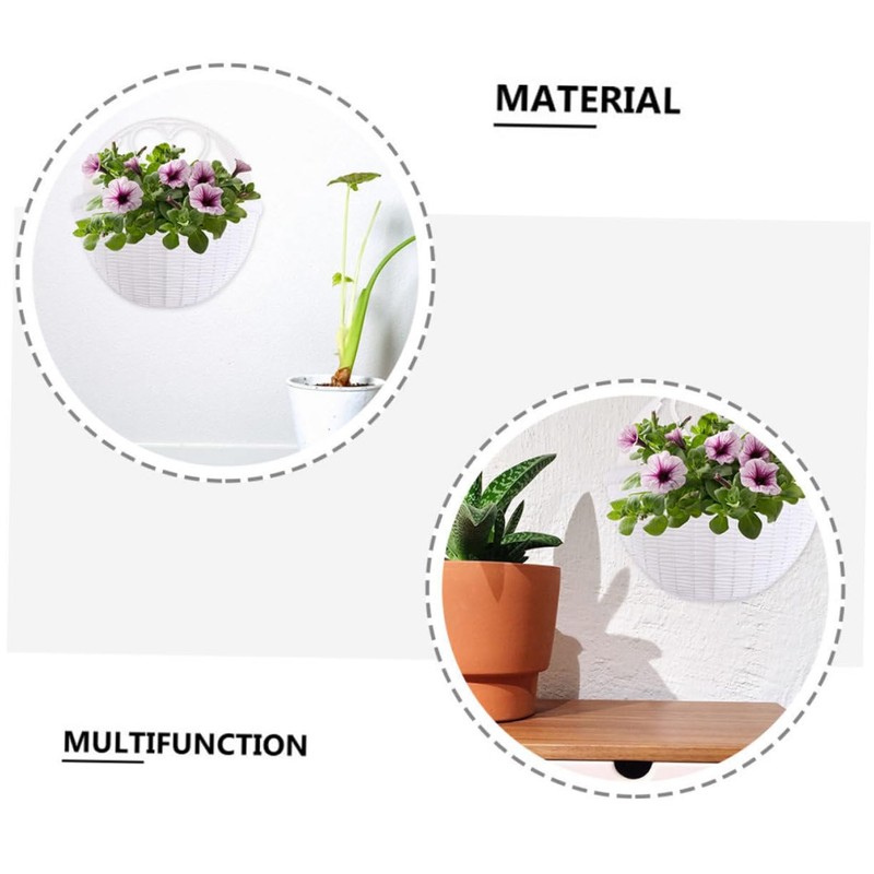 VICASKY 2Pcs Wall Mounted Simulated Rattan Flower Baskets Chic Home