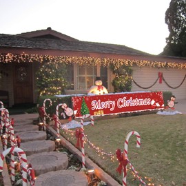 Large Merry Christmas Banner - Huge Red Xmas Sign for Outdoor & Indoor Decoration, 9.8 x 1.6 Feet