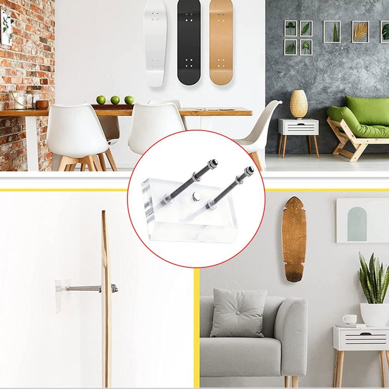 Pack of 2 Skateboard Deck Wall Mount, Transparent Floating Skateboard