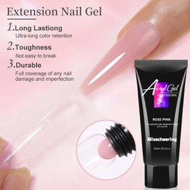 Poly Gel Nail Kit - 3 Colors Clear Nude Pink Builder Nail Gel Set Nail Extension Gel kit - 15ml Strengthener Thickening Extension Nail Gel with Nail Tool - All-in-one Polygel Nails Set
