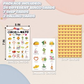 Chuxvon Fiesta Bingo Cards, Mexican Theme Game for 24 Players, Taco Party Bingo Game Cards, Family Friends School Activities, Cinco De Mayo Party Favors Supplies Decorations(A05)