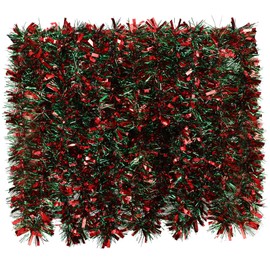 BBTO 6 Pcs 39. 4 Feet Christmas Tinsel Garland Decor for Xmas Tree, Chunky Metallic Glitter Twist Tinsel Wreath for Home Party Hanging Fireplace Indoor Outdoor(Red and Green Mixed)