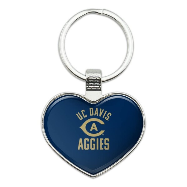 UC Davis Aggies Logo Keychain Heart Love Metal Key Chain