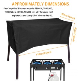 Heavy Duty Patio Stove Cover, Outdoor 3 Burner Stove Grill Cover Fits Camp Chef 3 Burner Stove TB90LW, TB90LWG, TB90LWG15, DB90D, SPG90B, PRO90