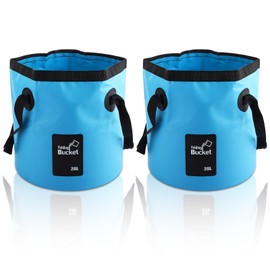 AKOLAFE 2 Pack Folding Bucket 20L Collapsible Foldable Bucket with Handle Outdoor Lightweight Folding Water Buckets for Camping Traveling Picnic Hiking Fishing Boating Car Washing, Blue